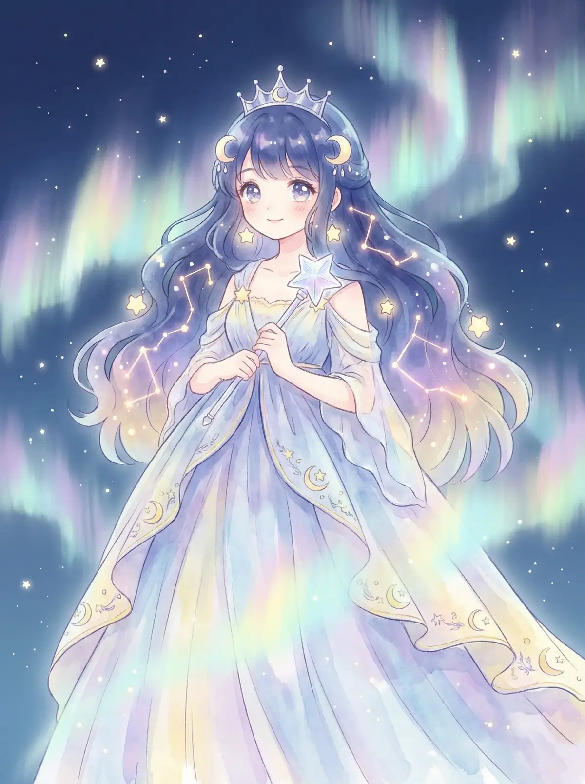 魔乳秘剑帖无修版 - 星辰公主希尔角色设定图，手持星光权杖